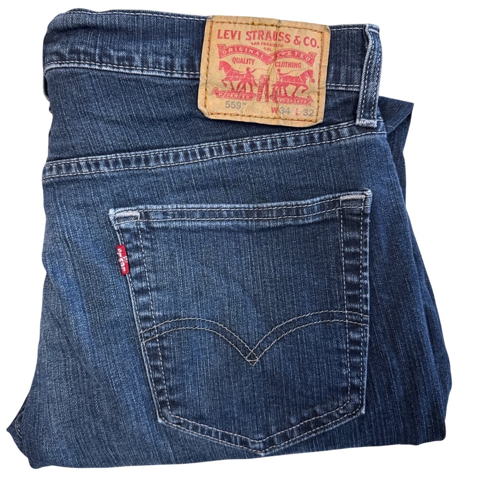 Levis 559 Relaxed Straight Leg Mens Jeans Dark Wash Denim W34 L32 00559-0457